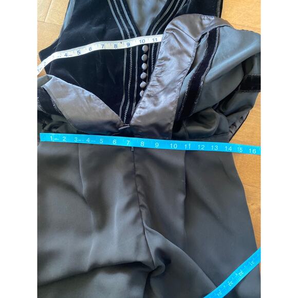 Vintage Ann Taylor Dressy Hoilday Black Velvet Vest Jumpsuit size 6 - Picture 7 of 12